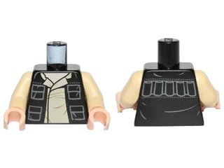 LEGO onderdeel Torso SW Vest Open with Pockets over Tan Layered Shirt with Collar, Light Nougat Neck Pattern / Tan Arms / Light Nougat Hands (973pb1331c01)