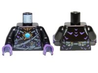 LEGO onderdeel Torso Chima with Dark Bluish Gray Belts, Medium Lavender Highlights and Dark Azure Round Jewel (Chi) Pattern / Black Arms / Dark Purple Hands 973pb1347c01