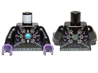 LEGO onderdeel Torso Armor with Dark Bluish Gray Belts, Dots, Star and Blue Round Jewel (Chi) Pattern / Black Arms / Dark Purple Hands (973pb1362c01)
