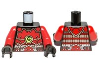 LEGO onderdeel Torso Ninjago Red Armor and Silver Belt with Lime Swirl Medallion Pattern / Red Arms / Black Hands 973pb1372c01