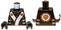 LEGO part Torso Ninjago Robe with White and Gold Sash Pattern / White Arms / Black Hands 973pb1387c01