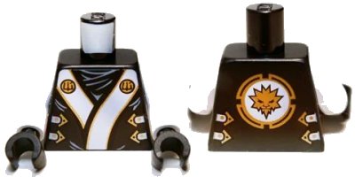 LEGO onderdeel Torso Ninjago Robe with White and Gold Sash Pattern / White Arms / Black Hands (973pb1387c01)