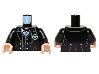 LEGO onderdeel Torso Jacket and Vest with Star Badge and Dark Red Scarf Pattern / Black Arms / Light Nougat Hands (973pb1426c01)