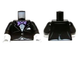 LEGO onderdeel Torso Batman Jacket Formal with Lavender Bow Tie Pattern / Black Arms / White Hands (973pb1464c01)