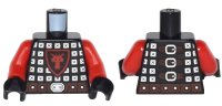 LEGO part Torso Castle Dragon Knight Scale Mail with Dragon Shield, Buckles on Back Pattern / Red Arms / Black Hands 973pb1507c01