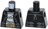 LEGO onderdeel Torso Leather Jacket with Gray Striped Undershirt and Silver Buckle with Dark Tan Belt Pattern 973pb1550
