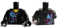 LEGO part Torso Female Outline, Zipper, Magenta and Medium Azure Marking Pattern / Black Arm Left / Black Arm Right with Magenta and Medium Azure Marking / Black Hands 973pb1562c01