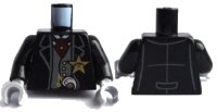 LEGO onderdeel Torso Western Sheriff Star Badge, Vest, Red Ascot Pattern / Black Arms / Light Bluish Gray Hands 973pb1567c01