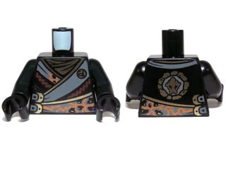 LEGO onderdeel Torso Ninjago Robe with Gold Buckles and Earth Power Emblem Pattern / Black Arms / Black Hands (973pb1572c01)