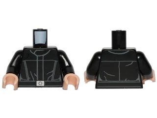 LEGO onderdeel Torso SW Imperial Crew Uniform Jumpsuit, Thin Belt, and Small Silver Buckle Pattern / Black Arms / Light Nougat Hands (973pb1589c01)