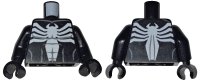 LEGO onderdeel Torso Spider-Man Dark Bluish Gray Muscles Outline with White Spider Front and Back Pattern (Venom) / Black Arms / Black Hands 973pb1622c01