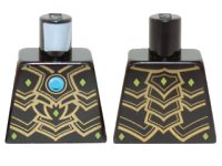 LEGO onderdeel Torso Chima Black Scaled Armor with Gold Edges, Lime Diamonds and Blue Round Jewel (Chi) Pattern 973pb1639