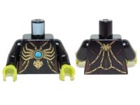 LEGO onderdeel Torso Chima Gold Chains and Large Spider Pendant with Dark Azure Round Jewel (Chi) Pattern / Black Arms / Lime Hands 973pb1656c01
