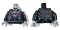 LEGO onderdeel Torso Business Suit and Tie with Breathing Apparatus and Octan Logo Pattern / Black Arms / Light Bluish Gray Hands 973pb1685c01