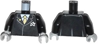 LEGO onderdeel Torso Agents Suit with Ultra Agents Logo and Gold Tie Pattern / Black Arms / Light Bluish Gray Hands (973pb1706c01)