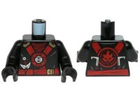 LEGO onderdeel Torso Ninjago Red and Gold Straps and Belt, Round Emblem, Weapons and Dark Red Undershirt Pattern / Black Arms / Black Hands 973pb2077c01