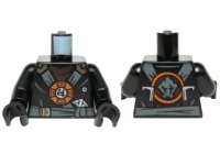 LEGO onderdeel Torso Ninjago Dark Bluish Gray and Gold Straps and Belt, Round Emblem, Weapons and Dark Brown Undershirt Pattern / Black Arms / Black Hands 973pb2088c01