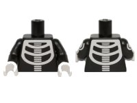 LEGO part Torso White Minifigure Skeleton Pattern / Black Arms with White Minifigure Skeleton Pattern / White Hands 973pb2108c01