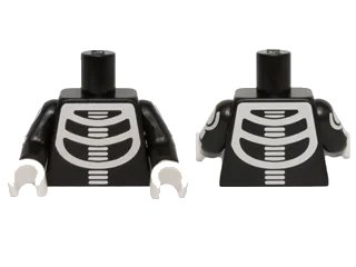 LEGO onderdeel Torso White Minifigure Skeleton Pattern / Black Arms with White Minifigure Skeleton Pattern / White Hands (973pb2108c01)