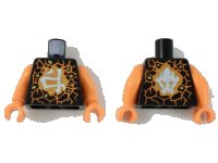LEGO part Torso Ninjago Orange Fractures, Gold Rocks and White Ninjago Logogram 'Earth' Pattern / Orange Arms / Orange Hands 973pb2157c01