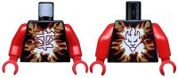 LEGO part Torso Ninjago Dark Red and Gold Flames and White Ninjago Logogram 'Fire' Pattern / Red Arms / Red Hands 973pb2160c01