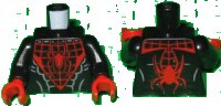 LEGO onderdeel Torso Spider-Man Costume 5 Pattern (Miles Morales) / Black Arms / Red Hands 973pb2165c01