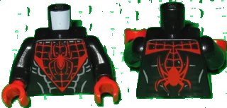 LEGO onderdeel Torso Spider-Man Costume 5 Pattern (Miles Morales) / Black Arms / Red Hands (973pb2165c01)