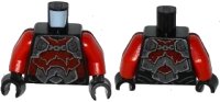 LEGO part Torso Nexo Knights Armor with Silver and Dark Red Plates, Rivets and Chain Pattern / Red Arms / Black Hands 973pb2257c01