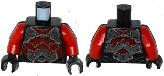LEGO onderdeel Torso Nexo Knights Armor with Silver and Dark Red Plates, Rivets and Chain Pattern / Red Arms / Black Hands (973pb2257c01)