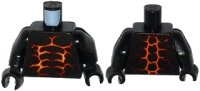 LEGO onderdeel Torso Nexo Knights Bare Chest with Dark Red, Orange and Yellow Cracks Pattern / Black Arms / Black Hands 973pb2258c01