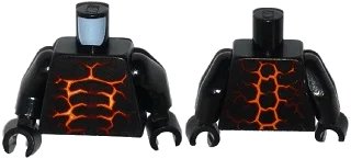 LEGO onderdeel Torso Nexo Knights Bare Chest with Dark Red, Orange and Yellow Cracks Pattern / Black Arms / Black Hands (973pb2258c01)