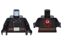 LEGO part Torso Jacket with Reddish Brown Belt with Silver Belt Buckle and Red Octopus (Marvel Hydra Logo) on Reverse Pattern / Black Arms / Black Hands 973pb2276c01
