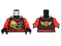 LEGO part Torso Ninjago Robe with Gold Lion, Wings and Ninjago Logogram 'Fire' and Red Sash Pattern / Red Arms / Black Hands 973pb2278c01