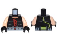 LEGO onderdeel Torso Batman Shirt with Muscles Outline and Red 'B', Silver Belt and Lime Hose on Reverse Pattern / Light Nougat Arms / Black Hands 973pb2294c01