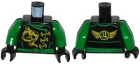 LEGO part Torso Ninjago Robe with Gold Dragon, Green Sash and Ninjago Logogram 'Energy' and Wings on Reverse Pattern / Green Arms / Black Hands 973pb2300c01