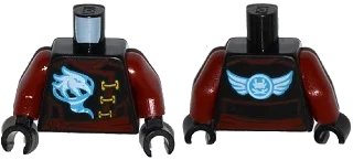 LEGO onderdeel Torso Ninjago Female Robe with Gold Clasps, Bird, Dark Red Sash and Emblem and Wings on Back Pattern / Dark Red Arms / Black Hands (973pb2304c01)