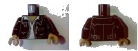 LEGO part Torso Ghostbusters Leather Jacket over White Open Shirt and Dark Tan Neck Pattern (Zombie Driver) / Black Arms / Dark Tan Hands 973pb2433c01