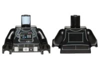 LEGO onderdeel Torso SW TIE Pilot, Detailed with Back Print, Belt with Silver Buckle and Boxes Pattern / Black Arms / Black Hands 973pb2495c01