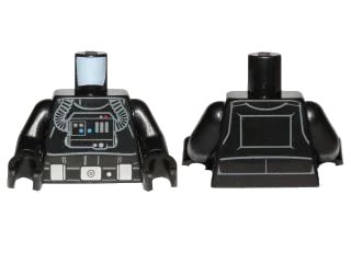 LEGO onderdeel Torso SW TIE Pilot, Detailed with Back Print, Belt with Silver Buckle and Boxes Pattern / Black Arms / Black Hands (973pb2495c01)