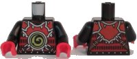 LEGO onderdeel Torso Ninjago Red Armor with Lime Swirl Medallion Front, Belts on Back Pattern  / Black Arms / Red Hands 973pb2498c01