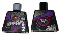 LEGO part Torso Ninjago Robe with Purple Sash with Knot, Mechanical Parts and Silver Saw Blade Pattern 973pb2535