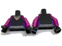 LEGO part Torso Batman Female Outline with Fishnet Inset, Silver Studded Collar and Belt Pattern / Magenta Arms with Black Stripes Pattern / Black Hands 973pb2574c01