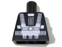 LEGO part Torso Space White Harness and Chest Panel with Rivets Pattern (Blacktron I), Inside with Ribs (reissue) 973pb2677