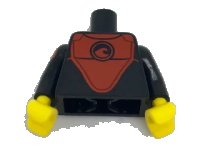 LEGO part Torso Wetsuit with Red Front Panel with Wave Logo Pattern / Black Arms with Red Shoulder and Stripes Pattern / Yellow Hands 973pb2694c01