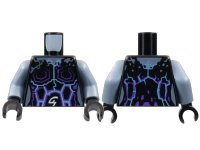 LEGO onderdeel Torso Female Outline with Dark Purple and Bright Light Blue Rock/Lightning Effect and White Arcane Symbols Pattern / Sand Blue Arms / Black Hands 973pb2728c01