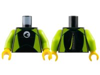 LEGO part Torso Wetsuit with White Logo, Lime Sides and Silver Zipper with Cord on Back Pattern / Lime Arms / Yellow Hands 973pb2739c01