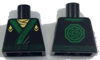 LEGO onderdeel Torso Ninjago Robe with Gold Scarf and Diamonds, Green Sash and Emblem Pattern 973pb2785