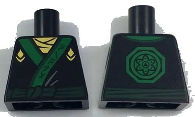 LEGO onderdeel Torso Ninjago Robe with Gold Scarf and Diamonds, Green Sash and Emblem Pattern (973pb2785)