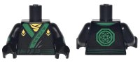 LEGO onderdeel Torso Ninjago Robe with Gold Scarf and Diamonds, Green Sash and Emblem Pattern / Black Arms with Diamonds and Green Cuffs Pattern / Black Hands 973pb2785c01