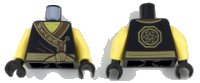 LEGO part Torso Ninjago Robe with Ninjago Logogram 'EARTH', Brown Fabric Creases, Gold Sash and Medallion Pattern / Yellow Arms / Black Hands 973pb2805bc01
